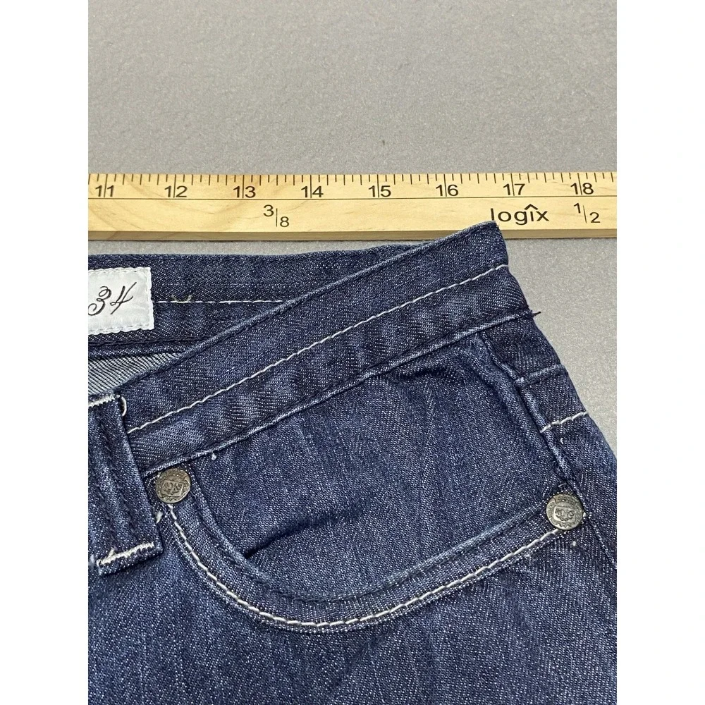 Akademiks Mens Tailored Fit Jeans Dark Wash Contrast Stitch Blue Size 34 A49P46
